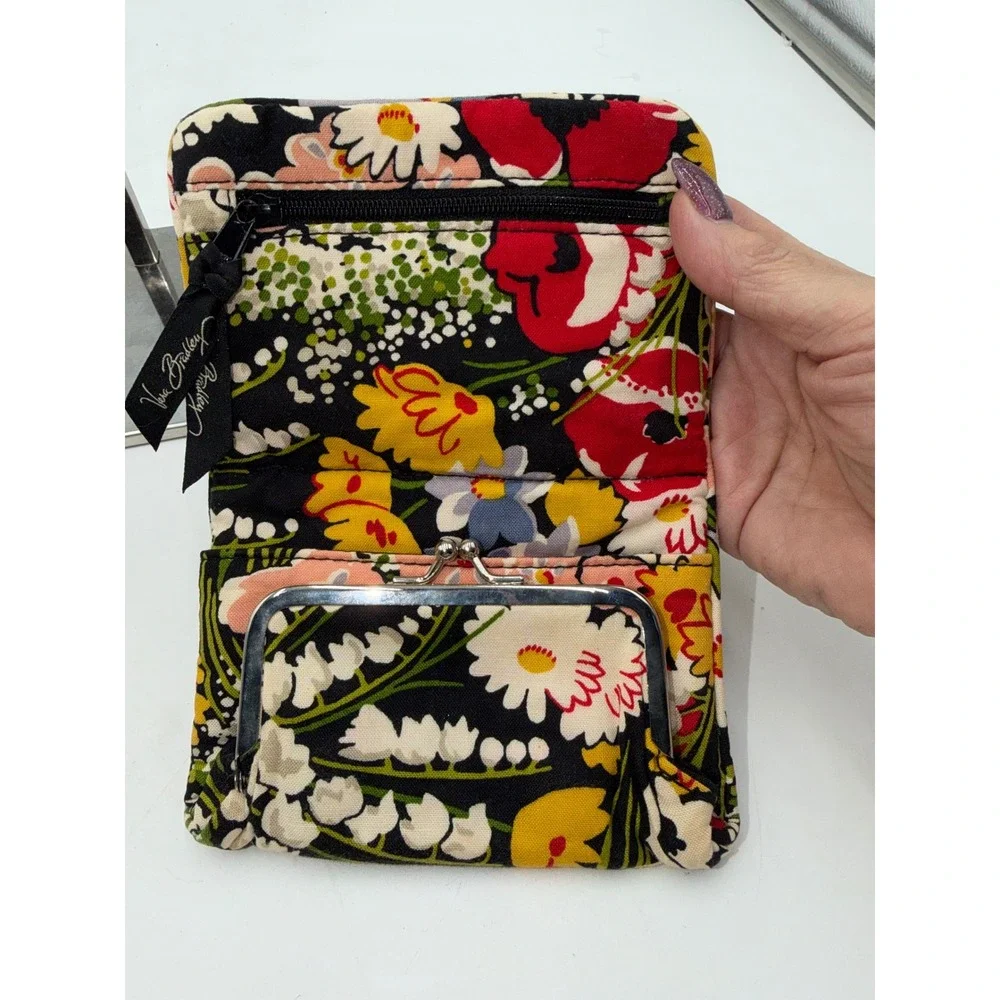 Vera Bradley Provencal Floral Quilted Kisslock Trifold Wallet ID Window ID Case